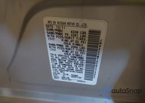 2012 Nissan Rogue Sv from USA, damaged, VIN JN8AS5MT6CW274955